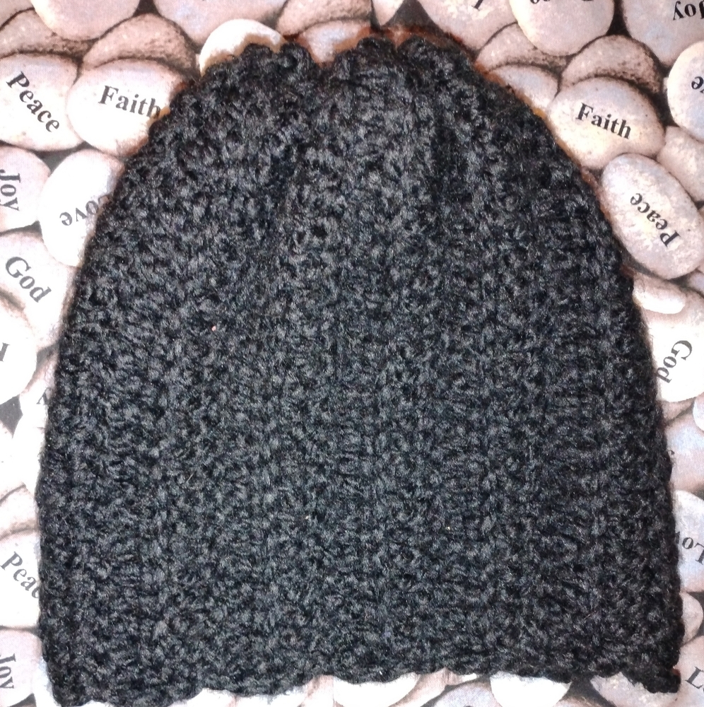 Handmade Black Crochet Beanie